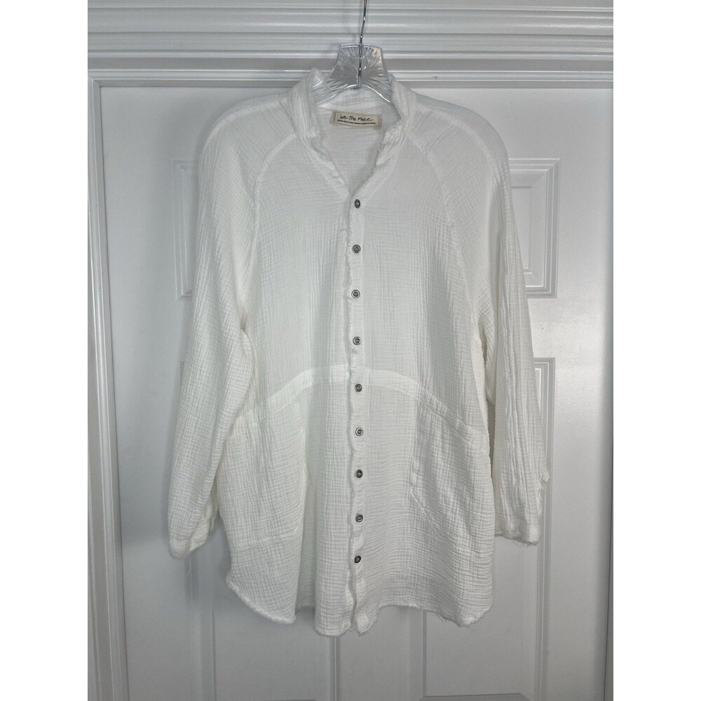 We The Free x Free People Women's Gauze Button Down Blouse Size XS Read